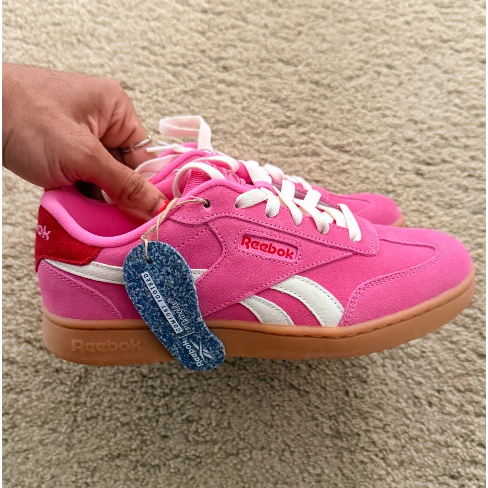 NWT Pink/Red Suede REEBOK Comfort Footbed Sneakers Size 7.5